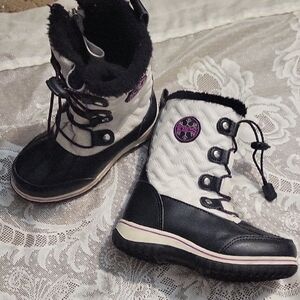 Totes Black and White Girls Snow Boots